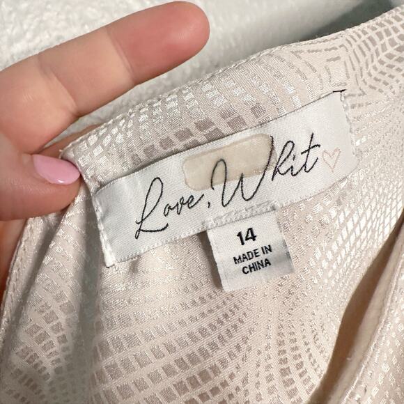 Love, Whit by Whitney Port Ivory Jacquard One‎ Shoulder Jumpsuit women’s size 14 - Picture 7 of 15